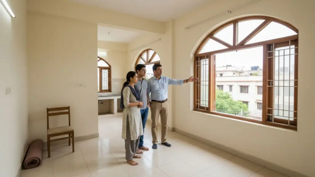 luxury flats in hyderabad - couple taking a loo at the flat